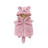 Pojour ベビー服 子供服 男の子 女の子 秋冬 防寒 ソフトクマコート おしゃれ かわいいベスト 厚手 長袖 暖かい ベビールームウェア 普段着 カジュアル 旅行 記念日 プレゼント ピンク