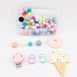 Mamimami Home はがため 歯固め シリコーン アイスクリーム ドーナツ 安全素材 DIY ビーズ ラクーンビーズ 材料パッケージ 幼児玩具 チュアブル ペンダント ベビージム おしゃぶり 