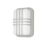 Transglobe Lighting PL-41104 SAL Outdoor Bulkhead Fixture with Clear Ribbed Polycarbonate Shade, Sat