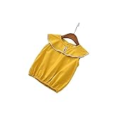 夏ベイビー服 子供ワンピース Pojour 1-6歳キッズ用かわいい服 袖なし 子供ギフト 綿 通気 黄色(90cm)