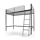 ロフトベッド パイプベッド スピード組立 工具不要 ボルト無し ハイタイプ シングルベッド ブラック