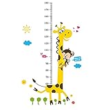 Fohil 子供身長計 ウォールステッカー身長計 子供の成長記録 サルとジラフ 出産祝い 名入れ 卒園 入園 記念 プレゼント 測定範囲：60～ 180cm