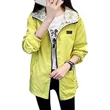 LIYURLTA マウンテンパーカー レディース リバーシブル ウィンドブレーカー ブルゾン ジャケット 長袖 アウター 韓国 原宿系 防風 防水 ファッション 大きいサイズ 人気 春秋 LIY105 (S, イエロー)