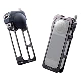 LLANO Insta360 X5用 カメラケージ アルミ合金製 多機能拡張フレーム 保護ケース 軽量65g 縦横撮影対応 1/4ネジ穴・コールドシュー・GoPro磁気マウント対応