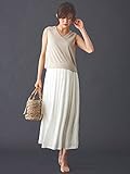 Angeliebe エンジェリーベ マタニティ ワンピース 授乳口付き 異素材 ロング ワンピ 妊婦服 産前 産後 S～M ベージュ × オフ 22014 22014101