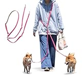 ２頭引きショルダーリード 絡まない 犬 中型犬 小型犬 肩掛け 多頭飼い 犬用リード かわいい おしゃれ 丈夫 柴犬 日本製 犬の首輪屋てるべる (カナリーイエロー)