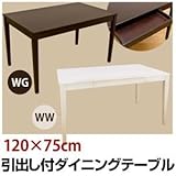 引き出し付きダイニングテーブル 【幅120cm】 木製 ホワイトウォッシュ【代引不可】