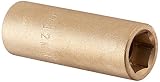 Ampco Safety Tools DW-1/4D12MM Socket, Deep Well, Non-Sparking, Non-Magnetic, Corrosion Resistant, 1