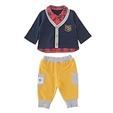 (チャックル) chuckle *ボンシュシュ*重ね着風シャツ&ズボンセット【16AW】 レッド 60-70cm P3117-70-21