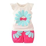 timallベビーキッズ女の子ひまわりPrinttedベスト+ショーツ2個服装セット服 カラー: レッド