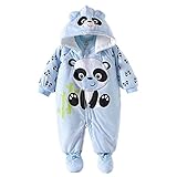 カバーオール 足つき 防寒 ジャンプスーツ 男の子 冬服 カバーオール 長袖 前開き 出産祝い パンダ 9-12ヶ月 80