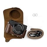 kinokoo PowerShot G7 X Mark3/G7 X MarkⅢ/G7X3/G7 X Mark2/G7 X MarkII/G7X2 ケース 三脚穴付き ショルダーストラップ (コーヒー)