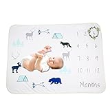 AOLVOマイルストーン毛布新生児写真撮影プロップ12-monthブランケット撮影30 " x40 " Backdrop幼児写真背景Including Wreath for Baby男の子と女の子、ソ