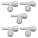 Malidaクイック接続1 / 4 " – 1 / 4 " T型ユニオンfor逆浸透膜RO水フィルタ5個パック