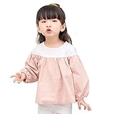 Pojour 春 0-5歳女の子向き パッチワークブラウス 子供かわいいシャツ ピンク(80cm)