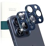 【日本旭硝子素材 + アルミ合金製】iPhone 15 Pro/iPhone 15 Pro Max 専用 カメラフィルム AR高透過率強化ガラス 一体型 耐衝撃 防爆裂 硬度9H キズ防止 露出オーバー防止 高透過率 気泡ゼロ ケースに干涉なし アイフォン 15 プロ/15プロマックス 用 レンズ 保護フィルム (ダークブルー * 2枚入り)