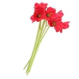 Dovewill ８本入り　人工ポピー花　造花　シミュレーション　オフィス　家庭　ブライダル　ガーデン　装飾　全７色 - 赤