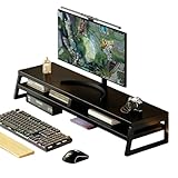 JOFUYU モニター台 卓上 100cm 2段 木製 pc ノートパソコン ディスプレイ デスクシェルフ 机上台 (オーク-100CM)