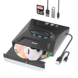 Alxum 超高速 CD/DVD ドライブ 外付け-ノートPC/デスクトップPC専用,5-IN-1 USB Type-C/USB 3.0 Aポータブル DVD 8倍速 CD 24倍速 レコーダー、SDスロット搭載、PC CDドライブ 外付け Window/Mac OS/Linux/Vista対応 黒