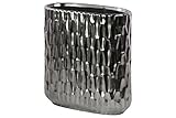 Urban Trends Ceramic Tall Stadium Shaped Vase with Embossed Hexagonal Design in Matte Black Chrome F
