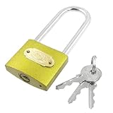 uxcell 南京錠　セキュリティロック　ロング　3キー　幅50mm　高さ115mm　ゴールドトーン