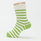 (グレェド) Groedoキッズ ソックス サイズ1-2 ( 12 ～ 14 cm) ロールエッジ　きなり × 黄緑 ストライプ オーガニックコットン