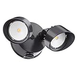 Lithonia Lighting OLF 2RH 40K 120 PE BZ M4 2-Head Outdoor LED Dusk to Dawn Round Flood Light, Black/