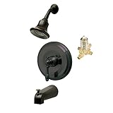 Aqueous KTS-404015BB Shower Kit with Trim, Antique Showerhead, Tub Spout and Diverter, and Rough-in 