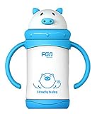 ハンドル付きラブリー豚の真空断熱ステンレス鋼シッピーカップ、9オンス、ブルー