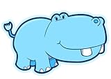 Wallmonkeys WM270931 Cute Blue Baby Hippo - 2 Peel and Stick Wall Decals (60 in W x 42 in H) [並行輸入品]
