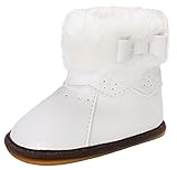 EOZY 可愛い ベビー シューズ スノーブーツ あったか ルームシューズ 裏起毛 赤ちゃん 子供靴 女の子 リボン飾り 靴 幼児靴 防寒 出産祝い 12 ホワイト