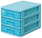 サンコープラスチック 小物収納3段 シルキー 幅18.2×奥26.5×高19cm ブルー