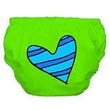 Charlie Banana Reusable Swim Diaper & Training Pants - Small (Blue Petit Coeur on Green) by Charlie 