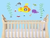 Mini Yellow Submarine Decal for Nursery, Mini Ocean Wall Decal by Nursery Decals and More
