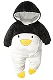 WIN　赤ちゃん 着ぐるみ 動物衣装 パジャマ ベビー キッズ用 ロンパース カバーオール もこもこ 暖かい 防寒着 コスチューム 出産祝い (80cm, 黒ペンギン)