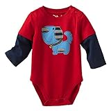 Ochine 新生児　幼児　男の子 子供服 かわいい　ロンパース　子供服 長袖 カバーオール ４色選べる (9M, レッド)