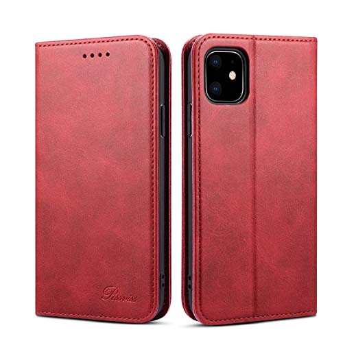 iPhone 11 ケース 手帳型 iPhone 11 ケース 手帳- Rssviss iPhone 11 ケース カード収納 スタンド機能 アイフォン 11 ケース 手帳型 高級PUレザーケース マグネット アイフォン 11 財布型 スマホケース(iPhone 11 6.1 inch対応) W1 レッド