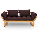 ソファ ソファーベッド 2人掛け 北欧デザイン リクライニング 天然木フレーム ストレートタイプ ハニー×ブラウン