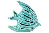 Urban Trends Collection 32601 Ceramic Fish Figurine with Holes - Gloss Turquoise