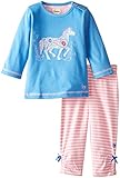 Hatleyベビー女の子長袖Tシャツとレギンスセット カラー: ブルー