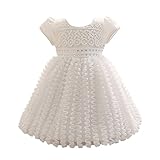 Candykids ベビードレス ベビーデイジー 結婚式 セレモニードレス フォーマルドレス 子供服 女の子 赤ちゃん お宮参り ティアードスカート (70cm, ホワイト)