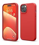 【elago】iPhone15用 シリコン スマホケース - 耐衝撃・指紋防止・サラサラ手触り - レッド