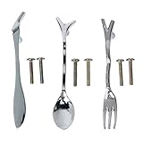 FENICAL Fork Knife Spoon Shaped Cabinet 3pcs Metal Door Knobs Kitchen Pull Handles (Silver) [並行輸入品]