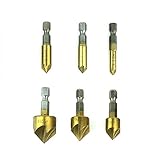 6本組 HSS 6mm-19mm面取りドリルビット カウンターシンク1/4