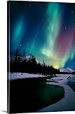 Calvin Hallプレミアムシックラップキャンバス壁アート印刷題名Northern Lights Over Portage River Valley SCアラスカ 20" x 30" AKS408