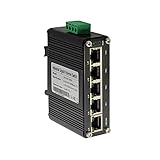 ミニ工業用5ポートギガビットイーサネットスイッチ - 硬化、10/100/1000Mbps、Dinレール&壁取り付け可能(-40~167F)、10Gbpsスイッチング容量
