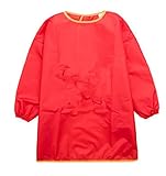 【SEBLES】 ベビー キッズ スモック カラフル エプロン 防水 幼稚園 め 2歳 ～ 6歳 全6色 サイズ S M L クロスセット (レッド,L)
