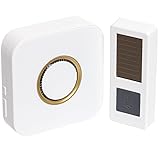 GreenLighting Solar Wireless Long Range Door Chime w/ LED Alert (White & Gold) [並行輸入品]