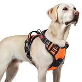 [最新型犬ハーネス]rabbitgoo 犬 ハーネス 犬用胴輪 小型犬/中型犬/大型犬ハーネス 引っ張り防止 サイズ調整可能 アタマを通さず 夜間反射材 抜けない 通気性 咳き込み防止 歩行補助ハーネス 老犬 介護用品 散歩 しつけ用 ソフト 抜けない 通気性 簡単着脱 おしゃれ 安全 しつけ用 訓練 歩行補助 散歩(オレンジ L）