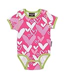 (マクソモーラ)Maxomorra オーガニックコットン半袖ロンパース Hearts (18-24ヶ月) 86/92（90cm） ピンク/ライトグリーン